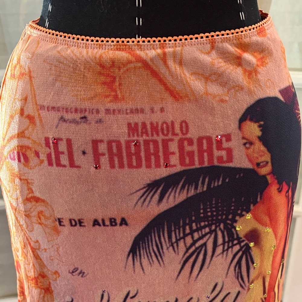 Stylish Graphic Pencil Skirt - Orange - Picture 6 of 8